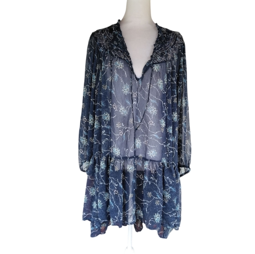 Free People Keeping Up With Cara Smocked Tunic Top/ Dress Size XS - Picture 3 of 11